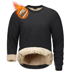 Customizable 100% Cotton Sweatshirts Sherpa Lining <b>Long</b> <b>Sleeve</b> Winter <b>Thermal</b> Sweatshirts Men's Embroidered Logo Design - Product Image 4