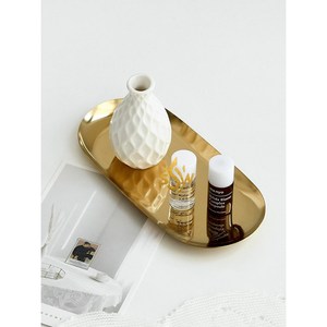 Bandeja de comida de acero inoxidable hecha a mano diseño lujoso forma rectangular bordes curvos última llegada bandeja de presentación para servir comida - Product Image 4