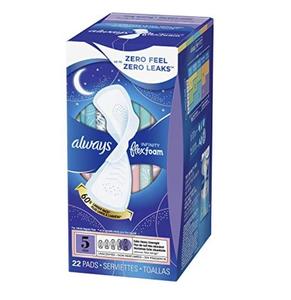 Serviettes hygiéniques Always FlexFoam avec ailettes, taille 5, extra lourdes, nuit, 132 unités, en vente à prix réduit, non parfumées, en gros - Product Image 6