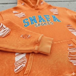 Sweat à capuche surdimensionné personnalisé avec patchwork et broderie usée pour hommes, 100% coton, sweat à capuche d'hiver usé - Product Image 6