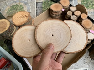 Caliente estilo Vintage decorativo redondo de madera Pino círculos rebanada posavasos chico artesanía rebanada de madera para manualidades DIY boda - Product Image 4