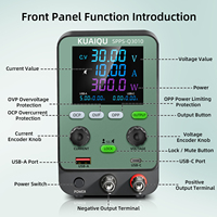 Alimentation DC de laboratoire KUAIQU SPPS-Q30V10A, écran couleur, double USB A/C, triple protection pour test de vieillissement de cartes de circuits imprimés et de petits appareils
