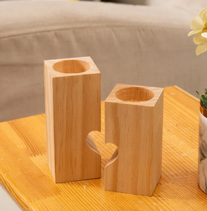 Juego de portavelas recortado de corazón de madera natural, portavelas conmemorativos para el recuerdo de los seres queridos o la decoración funeraria de Vietnam - Product Image 6