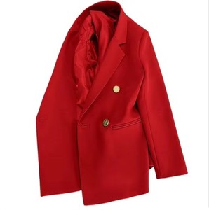 Blazer de lana informal para mujer, chaqueta de manga larga de algodón suave, puños enrollados, bolsillos delanteros, botón de estilo callejero diario, 2025 - Product Image 5