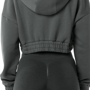 Sable Dune femmes hiver pull polaire culture lié cou 52% Airlume peigné anneau filé coton 48% Poly à capuche Raglan hiver à capuche - Product Image 3