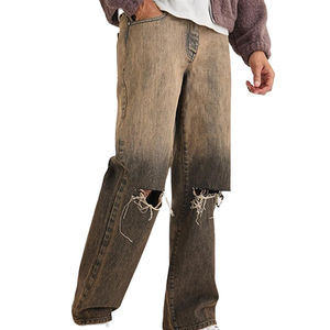 Nouveau jean baggy de haute qualité pour hommes et jean droit à jambe large, grande taille, jean baggy ample en détresse - Product Image 2