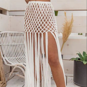 VESTIDO LARGO BLANCO MACRAMÉ MODA DIFERENTES COLORES PERSONALIZABLE AL POR MAYOR - Product Image 1