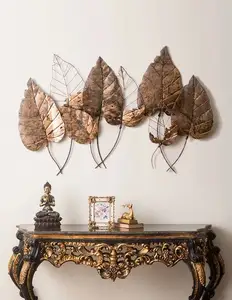 Brown Colored Coated Leave Wall Arts Living Room Decor Preços a grosso Metal Wall Arts A preços razoáveis