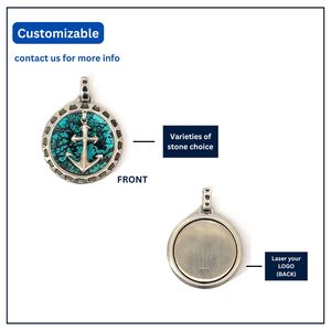 Elegante Colgante de Plata de Ley 925 con Diseño de Ancla y Madreperla Negra Redonda, Amuleto Fino, Casual/Deportivo, Unisex |   OEM - Product Image 3