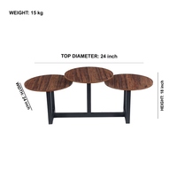 Table ronde en bois avec 3 supports en métal en bois Bureau à domicile Salon Table centrale Fabricant indien d'origine