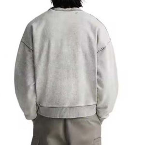 เสื้อสเวตเชิ้ตโอเวอร์ไซส์ ผ้าฝ้าย 100% แฟชั่นใหม่สำหรับผู้ชาย 380 GSM ล้างสีแบบแอซิดวอช สไตล์วินเทจ คอกลม รุ่นพื้นฐาน - Product Image 2