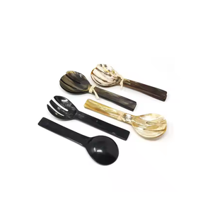 Juego de cubiertos de cabeza de cuerno de diseñador superior de 5 cucharas, vajilla de mesa, juego de cubiertos, utensilios de cocina hechos a mano, diseño moderno, mango elegante - Product Image 1