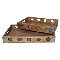 Ensemble de plateaux de service de cuisine en bois portables, écologiques et modernes, avec un design multifonctionnel pour la vaisselle