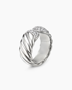 Anillo de cable esculpido para joyería de moda de mujer, joyería chapada en plata de ley 925 con anillo de diamante blanco - Product Image 3
