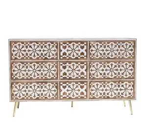 Wholesale Modern Antique 3-Drawer Console Table Stackable Foldable Bone Inlay Wooden Furniture Decor for Hotel Inspired India - Product Image 1