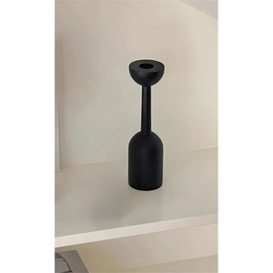 Porte-bougie en bois noir simple, design minimaliste pour la décoration de la maison, salon, chambre à coucher, table d'appoint, provenance d'Inde - Product Image 3