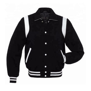 MOVA TEXTILES-Chaqueta de lana de la mejor calidad con paneles de cuero negro y naranja para collages de béisbol, chaqueta universitaria para estudiantes - Product Image 1