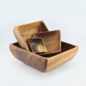 Ensemble de bols en bois pour décoration de maison et de restaurant, ensembles de bols en bois d'acacia naturel fabriqués à la main pour les décorations de salle à manger - Product Image 1