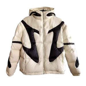 New Fashion High Quality Men's Regular Canvas Puffer Jacket Custom Stand Hood Winter <b>Coat</b> <b>Zipper</b> Closure Front High Street - Product Image 1