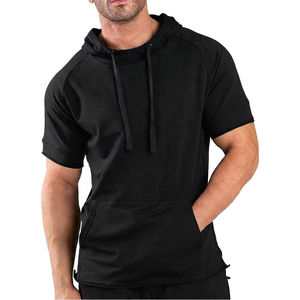 Sudadera con Capucha de Manga Corta para Hombre, Color Verde Oliva, Corte Regular, Secado Rápido, Tejido de Punto, Informal, para Verano - Product Image 3