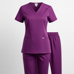 Vente en gros d'élasthanne extensible tissée personnalisée col en V pour femmes, ensemble de jogging pour femmes, uniforme de jogging pour salon de soins infirmiers et hôpital dentaire - Product Image 5