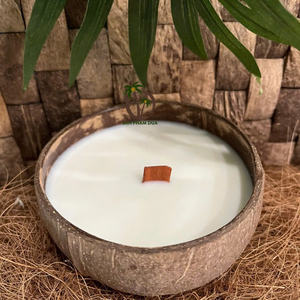 Bougie Répulsive Contre les Insectes en Coquille de Noix de Coco Naturelle 200g/ Mélange d'Huiles Essentielles Pures avec de la Cire de Coco au Meilleur Prix de Gros au Vietnam - Product Image 6