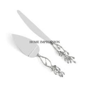 Most Fancy Unique Designer Latest Pattern Arrival Silver Finished Shiny Polished Attractive Look Handle <b>Cake</b> Server and <b>Knife</b> - Product Image 2