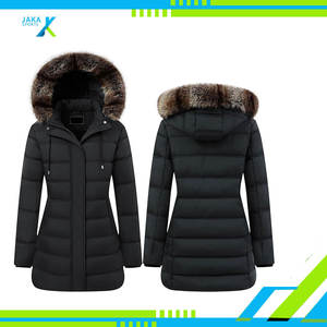 Chaqueta Larga Acolchada de Invierno para Mujer, Tejida, Impermeable, Transpirable, con Capucha Desmontable - Product Image 2