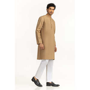 Basic Beige Cotton <b>Men's</b> Summer <b>Kurta</b> KR-STY25-075 Regular Fit <b>for</b> Festivals Ethnic Wear Pakistani <b>Indian</b> Style Salwar Kameez - Product Image 5