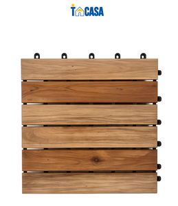 Outdoor <b>Interlocking</b> Wooden Deck <b>Tiles</b> – Natural Wood | 30x30cm Modular <b>Flooring</b> - Product Image 1