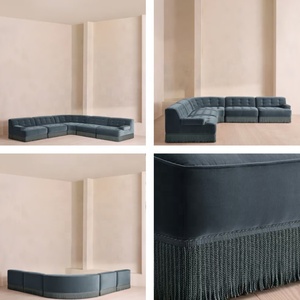 Divano Angolare Modulare Elowen HEC Fatto a Mano, Divano Sezionale con Frange per Soggiorno, Casa <span class=keywords><strong>e</strong></span> Club - Product Image 6