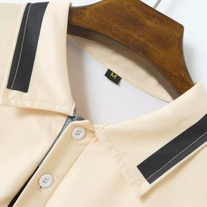 T-shirt de golf premium pour homme, manches courtes, kaki uni, en toile, séchage rapide, personnalisé, coupe ajustée, boutonné, tendance - Product Image 4