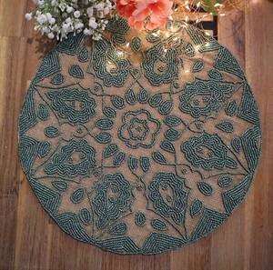 Juego de manteles individuales artesanales con cuentas en yute - Product Image 1