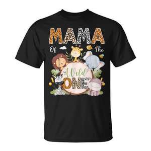 Maglietta per il primo compleanno di Mamma di Wild One, abbigliamento promozionale con animali della giungla e safari - Product Image 1