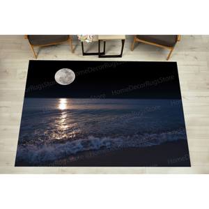 Sea And Moon View Printed Rug - Custom Chenille <b>Door</b> <b>Mat</b>,Nonwoven Thin Rug - Product Image 2