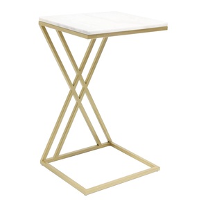 Muebles de mesa de hotel de diseño moderno con mesa de pie de metal de alta calidad superior de mármol blanco para cafetería precio al por mayor - Product Image 1