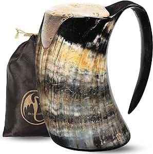 Taza de Cuerno de Búfalo Vikinga Hecha a Mano con Acabado Natural, Estilo Vintage y Moderno Duradero - Product Image 2