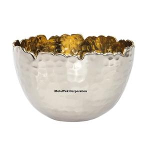 Bol de service personnalisé martelé en métal noir or vaisselle décorative conception de pétoncles pour le service de bonbons aux fruits en gros - Product Image 2