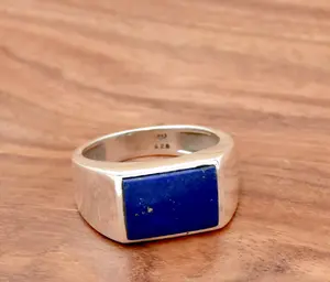 Custom-tailored Production Silver Lapis Ring Lapis Ring in 18kt Gold Over Sterling Size 4-13
