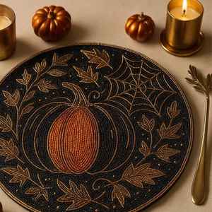 Beaded <b>Placemat</b> Handmade <b>Round</b> Charger for Luxury Dining & Holiday Decor Unique Piece Handmade Beaded, <b>Placemat</b>, Housewarming - Product Image 4