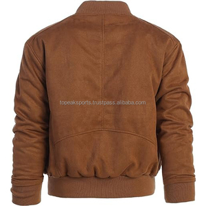2026 OEM Top Selling Brown Faux <b>Suede</b> Men's 100% High Quality Winter Windproof Stand Plain Dyed Low MOQ Low Price Bomber <b>Jacket</b> - Product Image 2