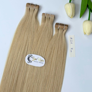 บริษัทซันแฮร์ ดับเบิ้ลดรอน ไวท์บลอนด์ เรมี่แฮร์ เทปติดผม คิวติเคิลเรียงเส้น ผมแท้เวียดนาม ต่อผมแบบเทป ฮูมาโน คาเบลโล - Product Image 2