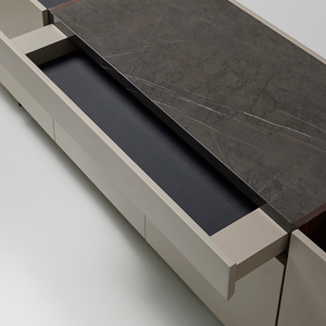 La parte superior del aparador combina secciones de porcelana y cuero ecológico a diferentes alturas 0212452 - Product Image 4