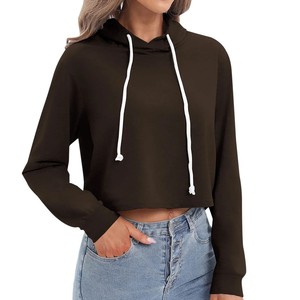 Sudadera con capucha corta para mujer, estilo Y2K, ecológica, forrada, de moda casual, manga larga, gruesa, cálida, transpirable, con logo frontal, estilo urbano - Product Image 2