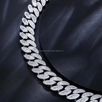 Collier Baguette VVS Moissanite unisexe 16mm avec chaîne à maillons cubain Miami plaqué or mode accrocheuse pour les fêtes de fiançailles