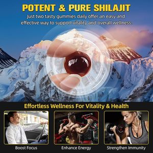 Gummies de Shilajit Pur de l'Himalaya OEM avec plus de 85 Oligo-éléments et Acide Fulvique, Sans Sucre, 60 Gummies pour l'Énergie et l'Immunité - Product Image 2