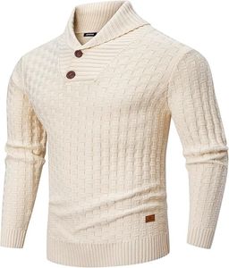 Pull à col roulé pour homme, style décontracté, mode d'hiver, 50% coton, 50% acrylique, anti-boulochage, anti-froissage, logo sur le devant - Product Image 4