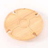 Table à vin pliante en bois massif de haute qualité OEM, mobilier d'extérieur moderne avec 4 porte-verres pour la cour, le parc, les dîners et les pique-niques