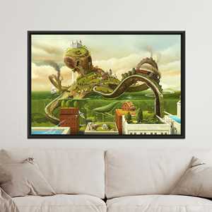 Enchanting Surreal Train Journey Fantasy <b>Canvas</b> Print for Home Decor,1P:Black <b>Framed</b> - Product Image 1