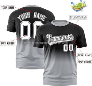 Maillot de baseball personnalisé sublimé pour homme, manches courtes, dégradé noir-gris, nom de l'équipe 00, évacuation de l'humidité, coupe classique - Product Image 3